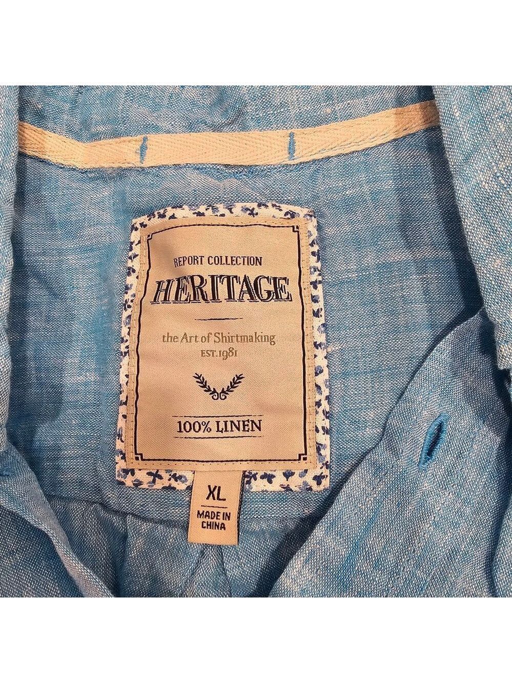 NWOT Heritage Report Collection Short Sleeve Linen Shirt Sz XL - Picture 2 of 8